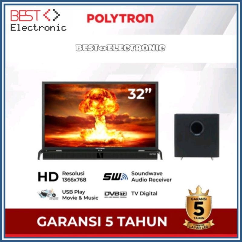 Polytron Cinemax Soundbar Frameless LED TV 32 inch PLD 32BV1558