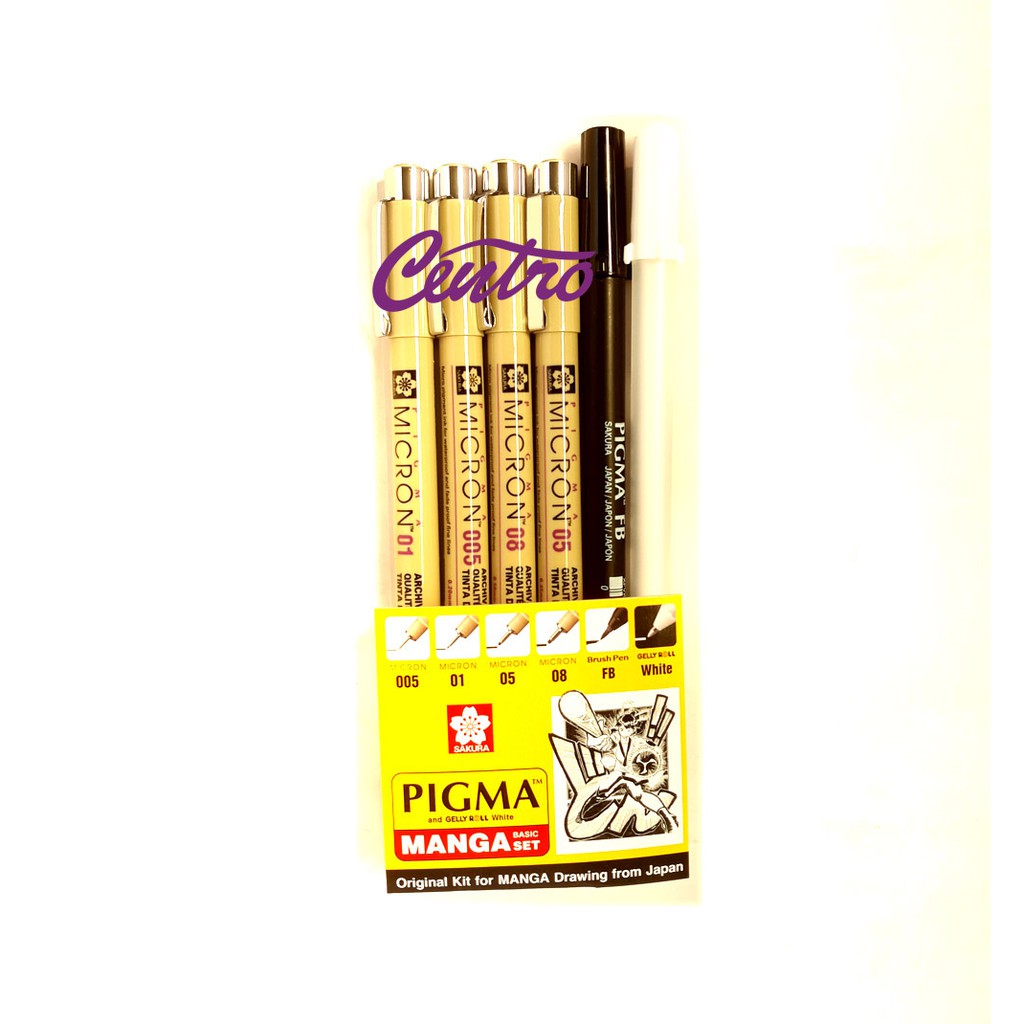 

Sakura Pigma Manga Basic Set 6 Micron Gelly Roll White Mikron Original