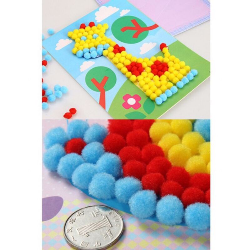 DIY Pompom Painting Mainan Prakarya Anak Menempel Pom Pom Lukisan Mainan Tempel Pom Pom