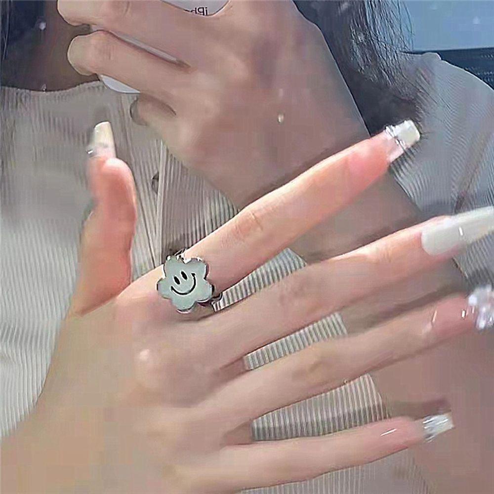 Mxbeauty Pembukaan Cincin Adjustable Kepribadian Trendi Geometri Bunga Tembaga Lebar Cincin Jari Perempuan