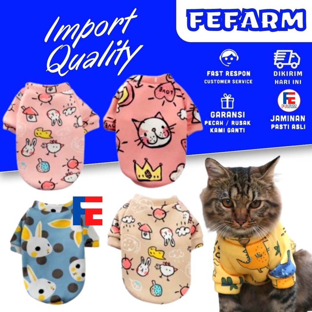 Baju Kucing Dan Baju Anjing Premium Berkualitas Cartoon Pet Clothes Dog Plus Fleece Sweater Cat Pullover Autumn FEFARM