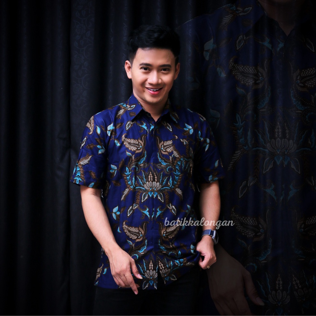 SIZE M L XL XXL XXXL BSWART Batik HRB026 Kenongo Hem Pendek Padi Pekalongan M L XL Batik Pria MURAH-4