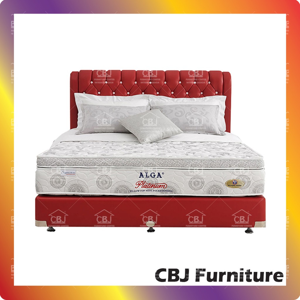 Alga Kasur Springbed Platinum Pillowtop Mini Pocket Spring - Full Set Elegance - Khusus Jabodetabek