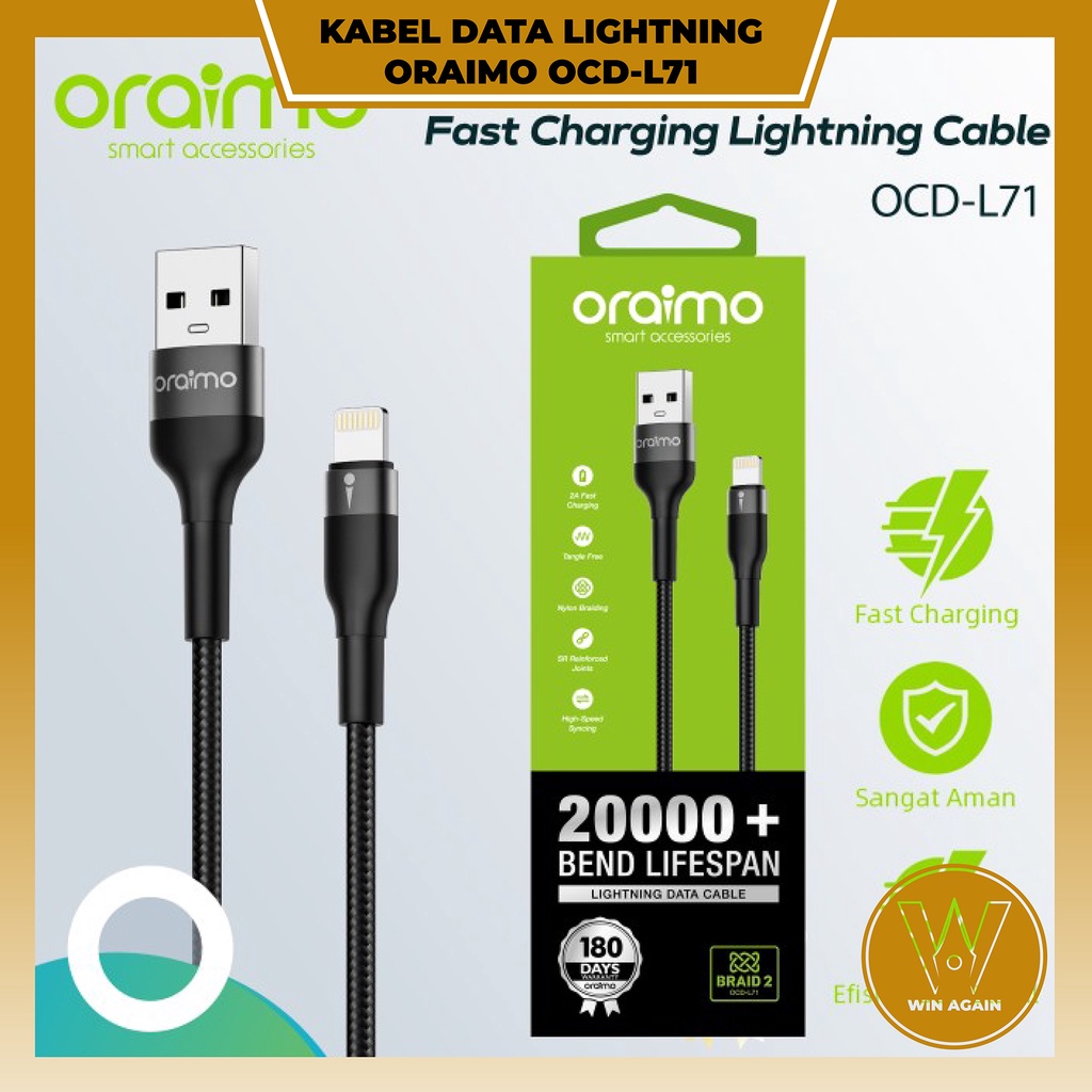 KABEL DATA LIGHTNING ORAIMO OCD-L71 FAST CHARGING 1 METER FOR IPHONE