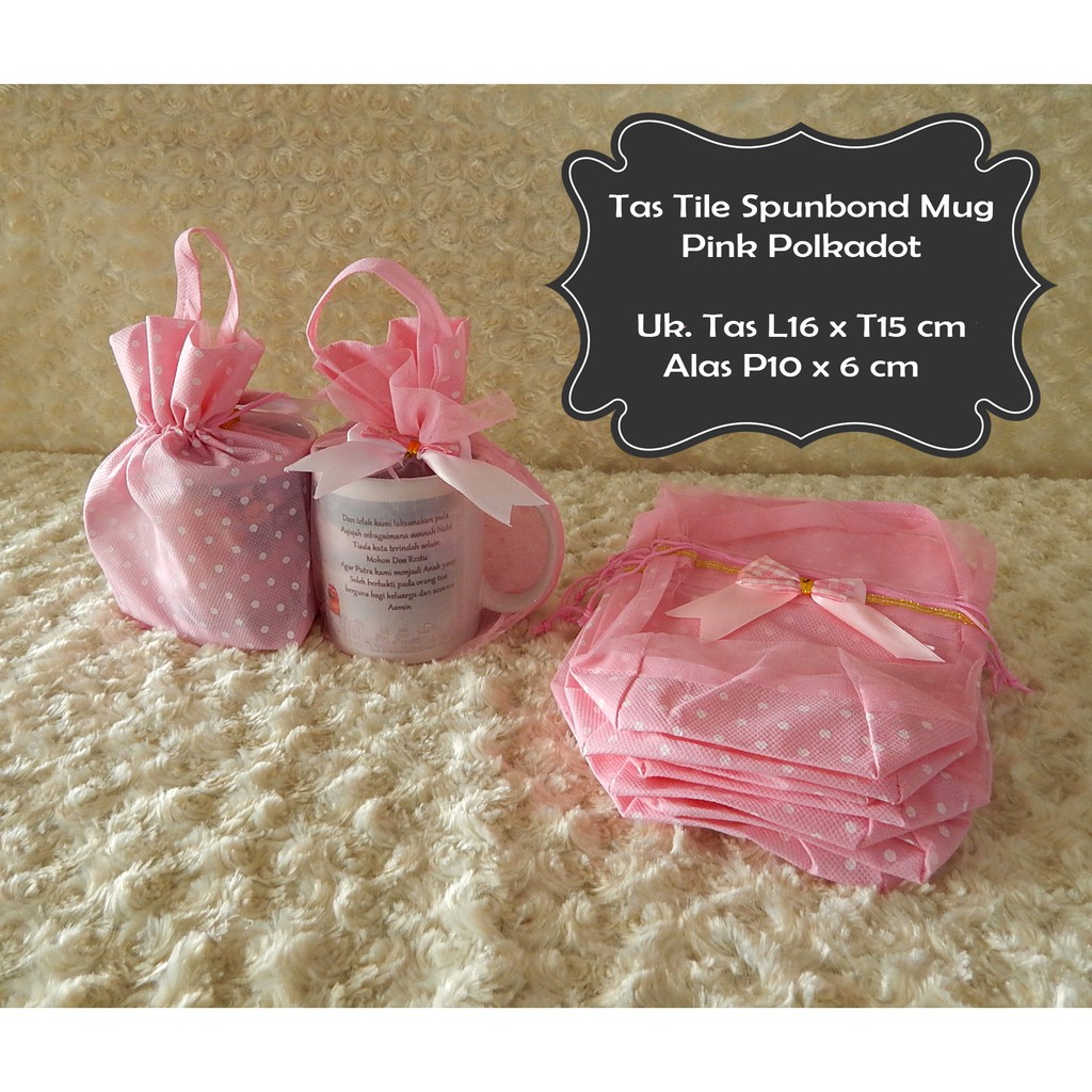 Tas Tile Mug Polkadot / Tas serut Mug / Tas spunbond tile / Tas Kantong serut