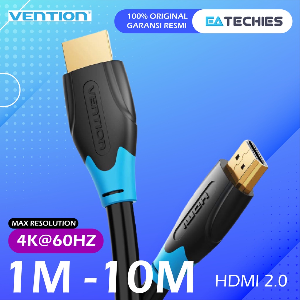 Vention Kabel HDMI 2.0 4K 3D Round cable untuk HDTV LCD Projector HDMI to HDMI Original