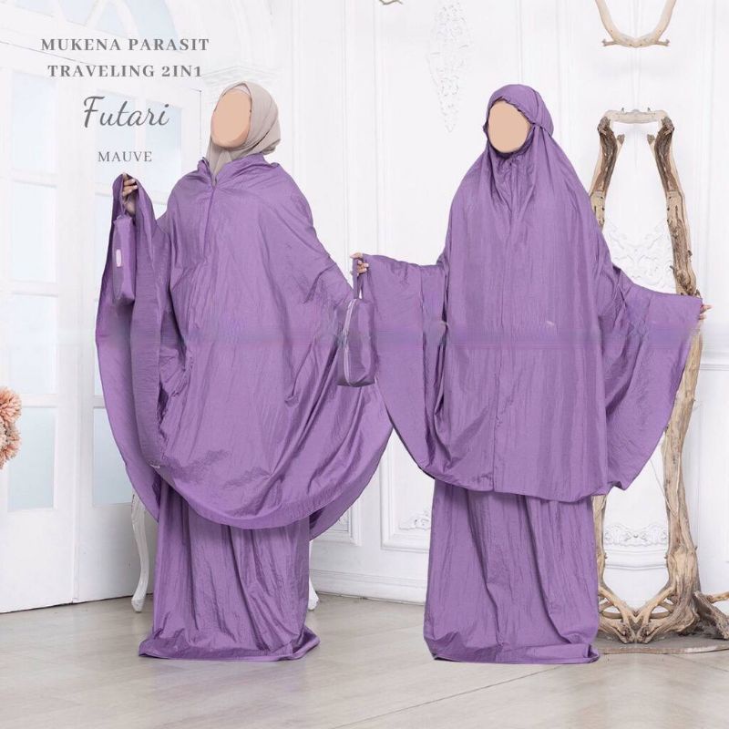 Mukena Dewasa Parasit Polos Premium Traveling 2in1 Futari