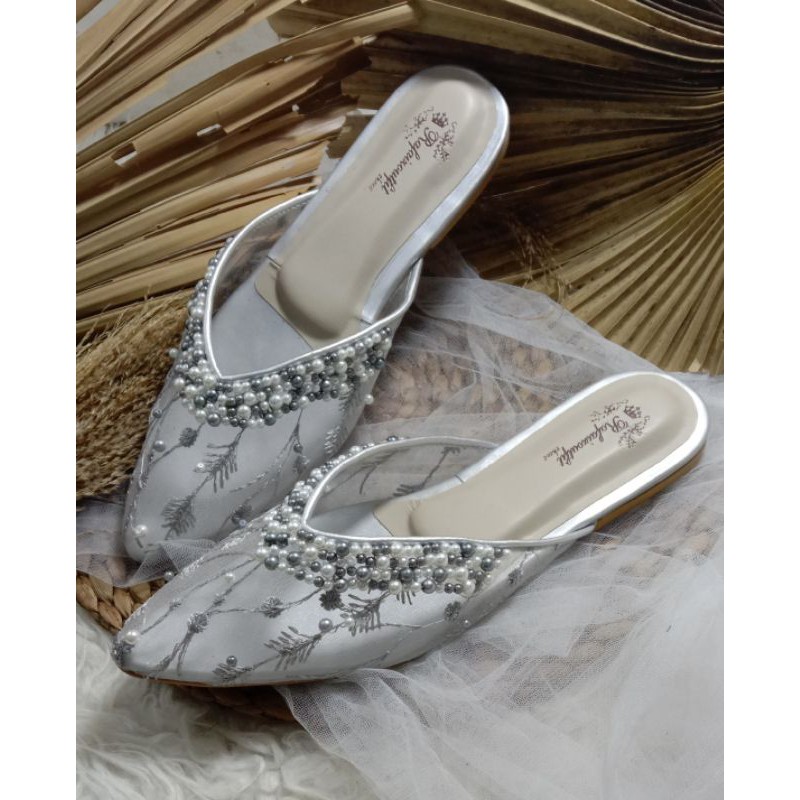 flatshoes wanita silver sandal cantik wanita