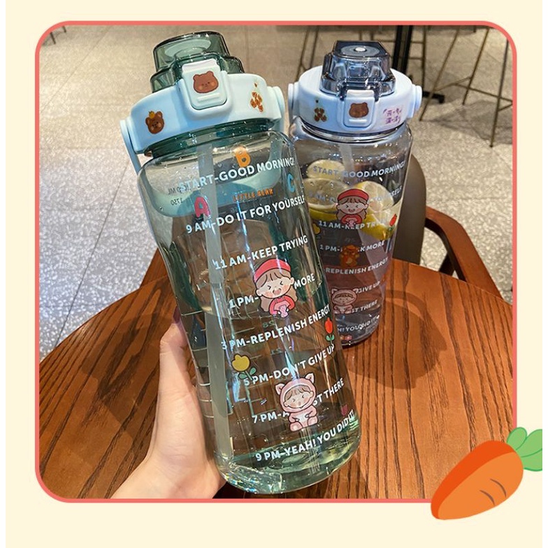 ((READY)) BAKUL UNIK - YIBEN Botol minum pastel jumbo 2L seperti Quifit / botol transparant bening tumbler 2 liter-7