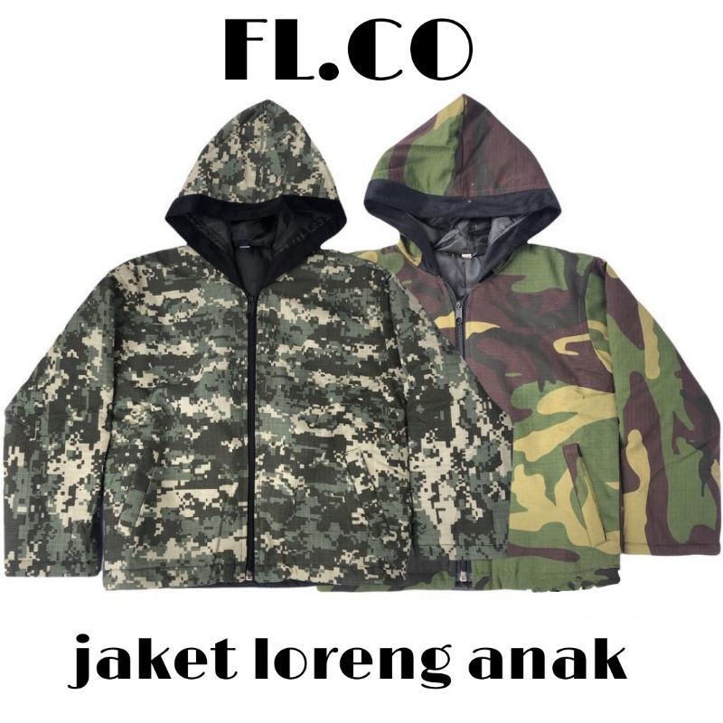 jaket anak loreng kupluk / jaket outdoor