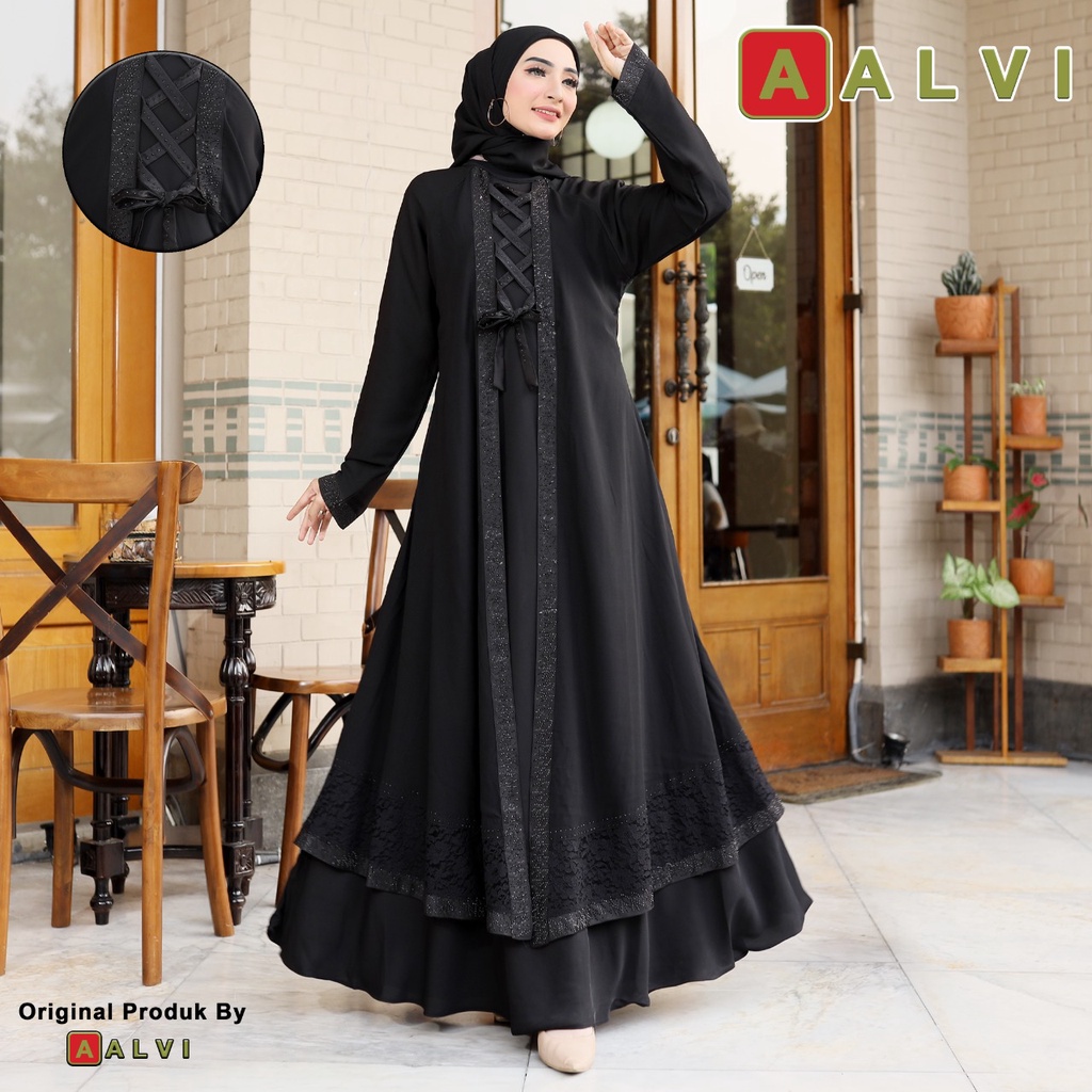 gamis arab/abaya hikmat kw/abaya arab/abaya turkey/long dress/COD/gamis hitam mewah terbaru elegant 