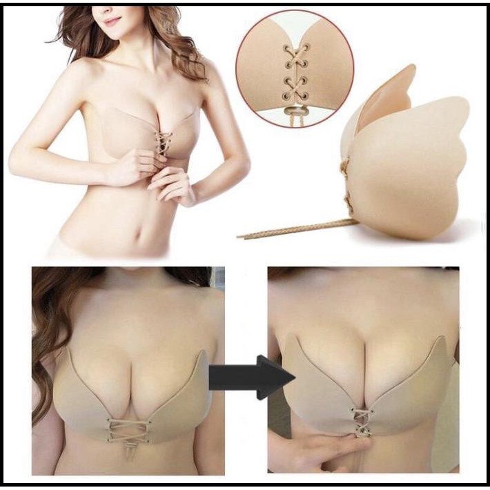 BRA PUSH UP CUP A B C BEIGE BLACK TEMPEL BACKLESS TANPA TALI INVISIBLE BIG SALE