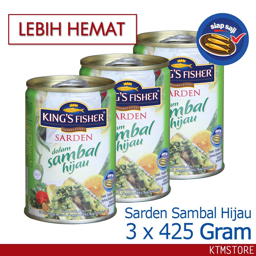 

KtmStore PAKET 3 PCS King's Fisher Sarden Sambal Hijau Makanan Kaleng 425 g