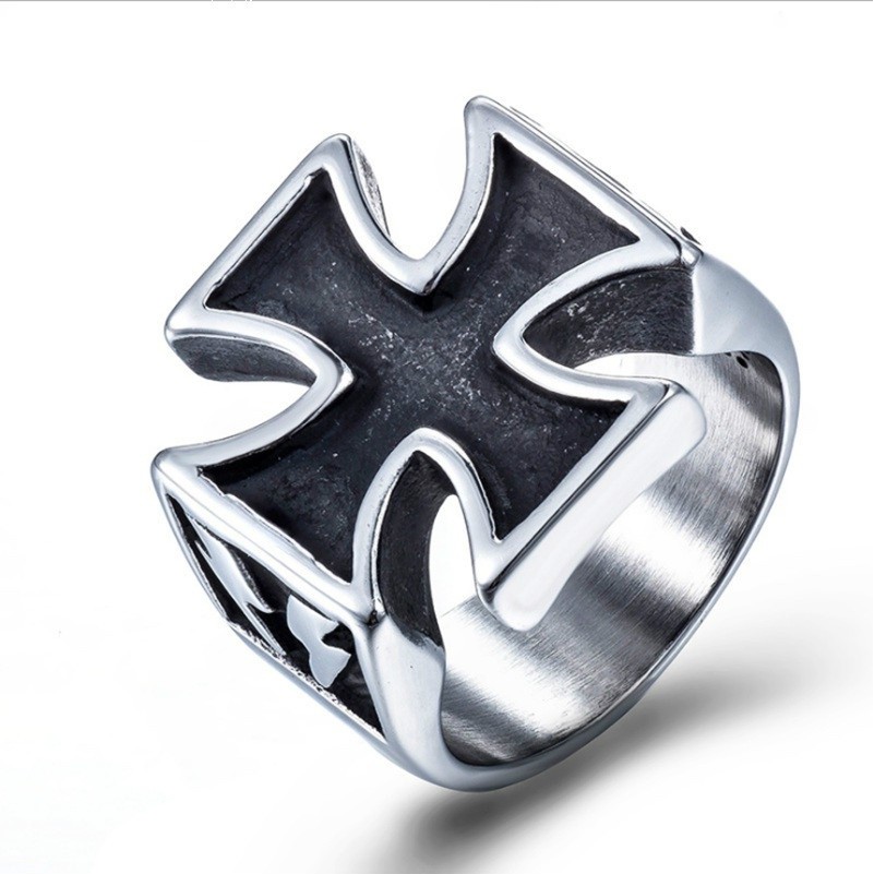 SEUSUK  Cincin Desain Salib 3D Gaya Punk Unik untuk Pria