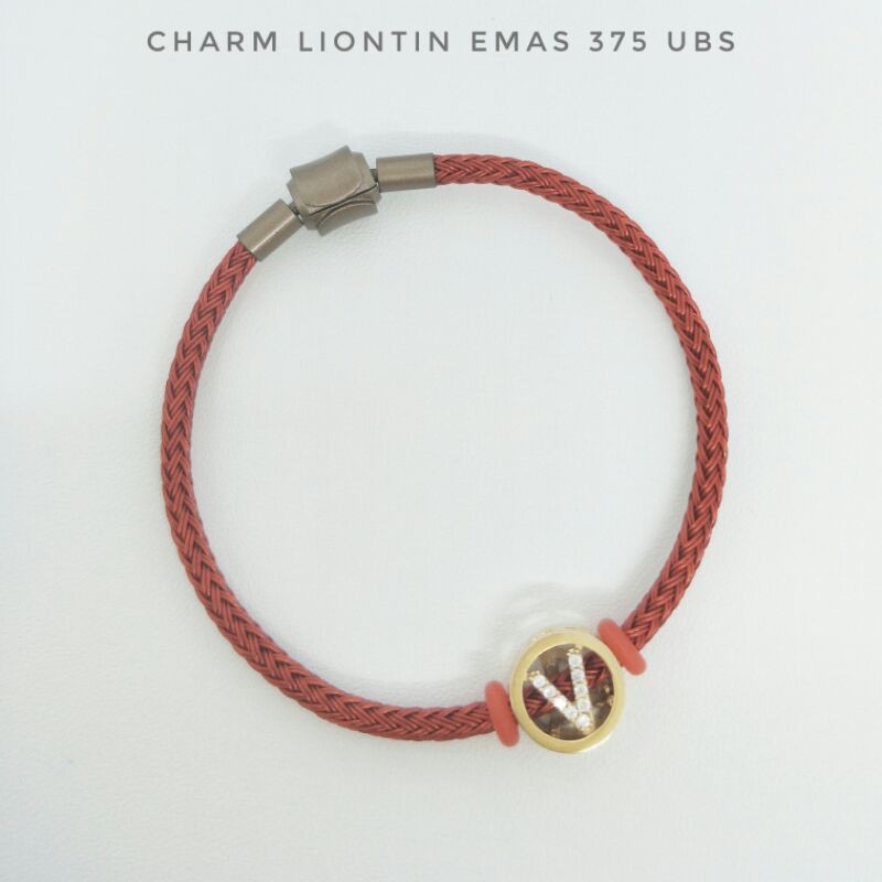 Gelang Tali dan Mainan Charm Huruf V Emas UBS Kadar 375