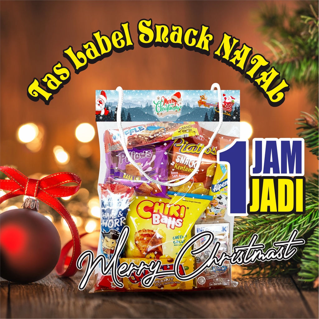 

label natal snack tas jinjing plastik natal bungkus jajan natal christmas jajan merry christmas