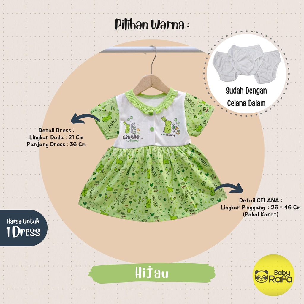 Dress Baju Bayi Perempuan 0 - 3 Bulan merk BONA / MUNGIL, Rok Anak Perempuan motif LITTLE BUNNY