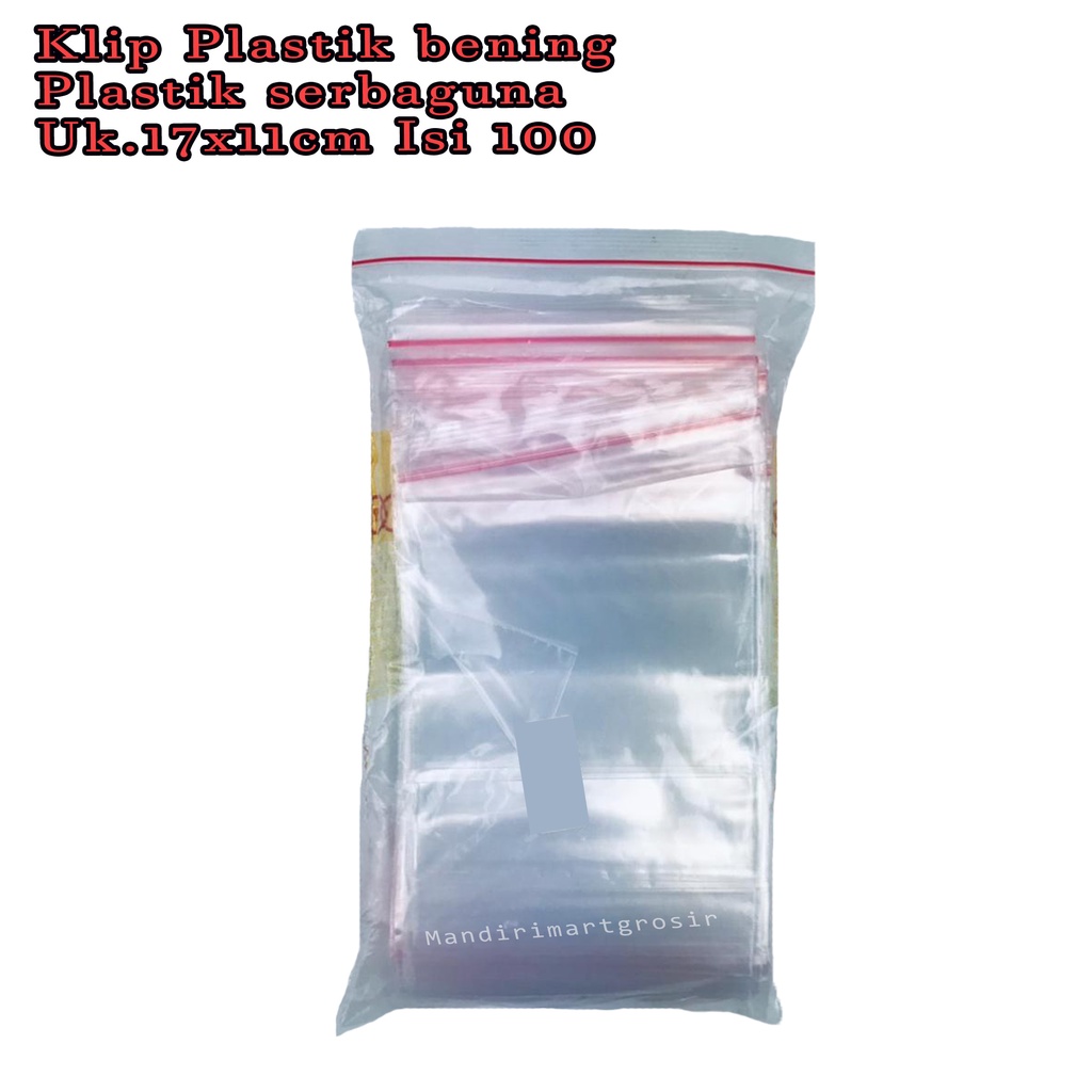 Plastik serbaguna *Klip Plastik bening * Uk.17*11cm * Isi 100