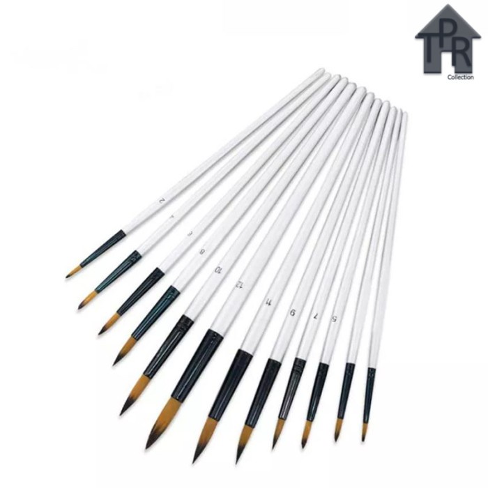 Set kuas lukis lancip / artist paint brush round tips - 12pcs.