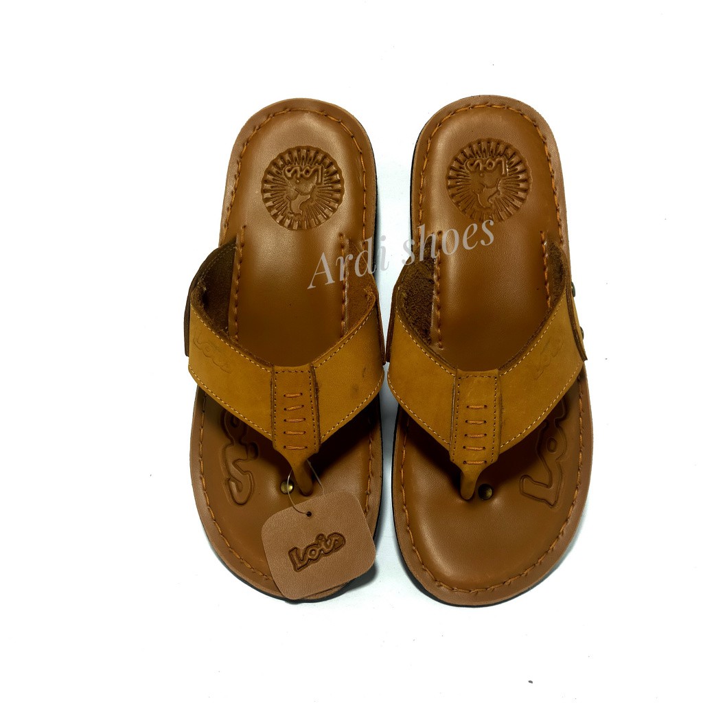 Sendal Kulit Pria Sandal Jepit Cowok Dewasa Slop Santai Casual Murah Japit Coklat