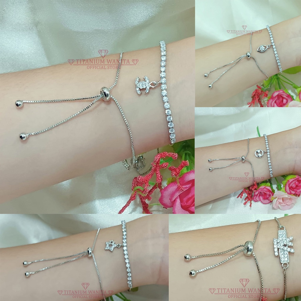 XUPING - Gelang Serut Titanium Wanita Anti Karat Dengan Liontin