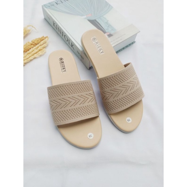 Sandal Slop Rajut Teplek Sandal Wanita Model Kekinian