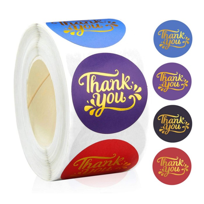 

Sticker Label Thank You Gold Foil 4 style Stiker Tag Amplop Undangan 1,5 Inch / 3,8 cm