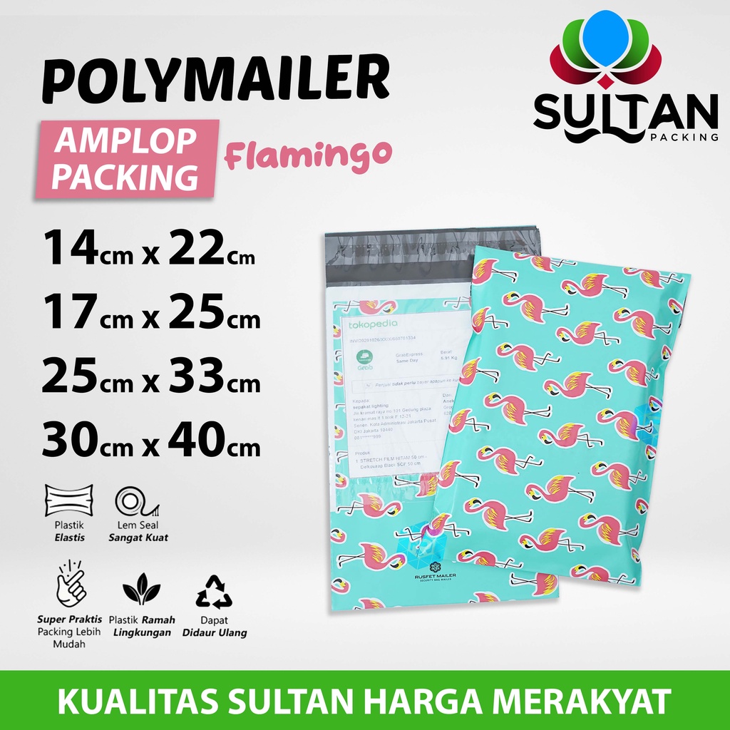 

Polymailer Polimailer Amplop Plastik Packing Motif Flamingo / Satuan