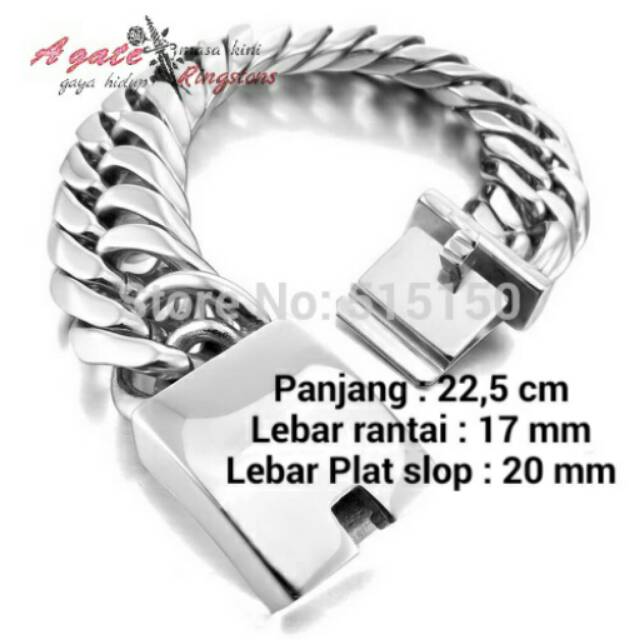 Gelang Pria Biker Rantai Besar Original Titanium