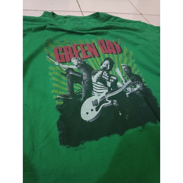 KAOS BAND GREEN DAY SECOND VINTAGE WARNA HIJAU