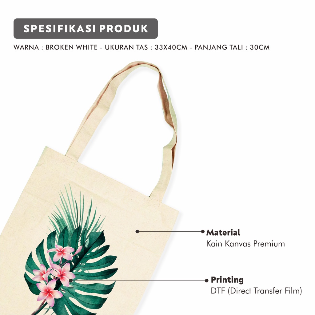 Sevine Totebag Kanvas Wanita Fashion Tas Tote Bag Laptop Motif Tropical- KTF5