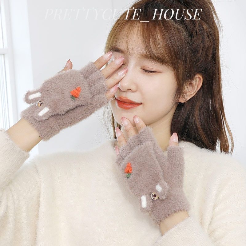 PCH SARUNG TANGAN WANITA 2 in 1 / SARUNG TANGAN MOTOR / SARUNG TANGAN MUSIM DINGIN KOREA WANITA / HALF FINGER WINTER GLOVES / Korean glove bulu halus tebal