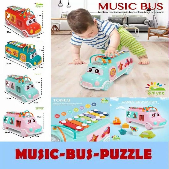 MAINAN ANAK EDUKASI HAPPY BUS INSTRUMEN MUSIK DAN PUZZLE