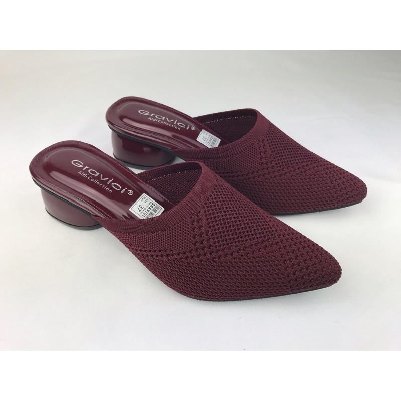 GRAVICI - Sepatu Slip On Mules Wanita Bahan Rajut Import AR 01