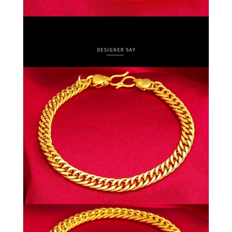 Set Gelang Cincin Rantai Datar Lapis Emas Emas Asli Kadar 375 Gaya Korea