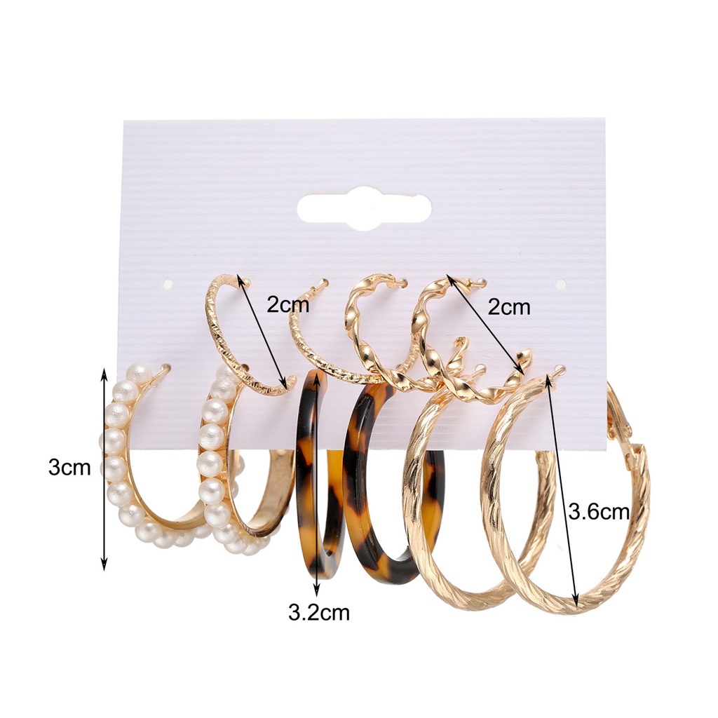 Hu Hu Hu Hu Hu Alat Bantu Pasang Kacamata♡ 1 Set Anting Hoop Bentuk Bulat Geometris Aksen Mutiara Berlian Imitasi Untuk Wanita