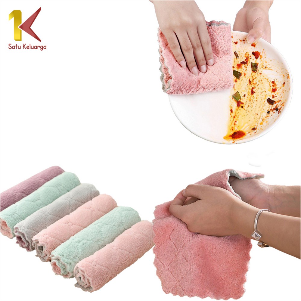 Kain Lap Dapur Ibu Anti Minyak ZamzAm C225 Kain Lap Piring Anti Minyak Bahan Coral Fleece Microfiber Serap Air Murah