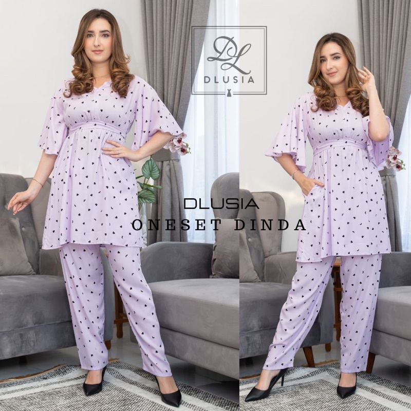 Daster Arab Setelan DLUSIA DINDA One Set Rayon lengan Lonceng Kekinian