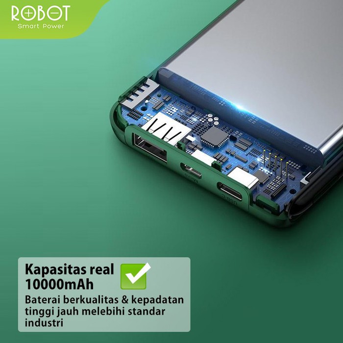 PROMO ROBOT Power Bank RT180 10000mAh Dual Input Port Type C &amp; Micro USB Garansi Original Resmi 1 tahun