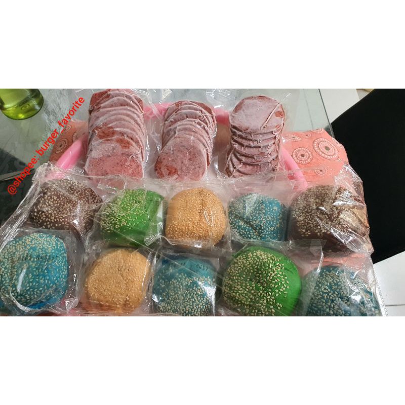 

paket roti burger / Paket roti burger pelangi / paket roti burger warna