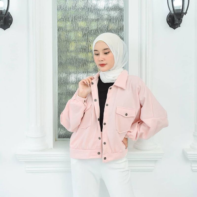 Olin jaker outerwear wanita jacket button long sleeve fashion remaja