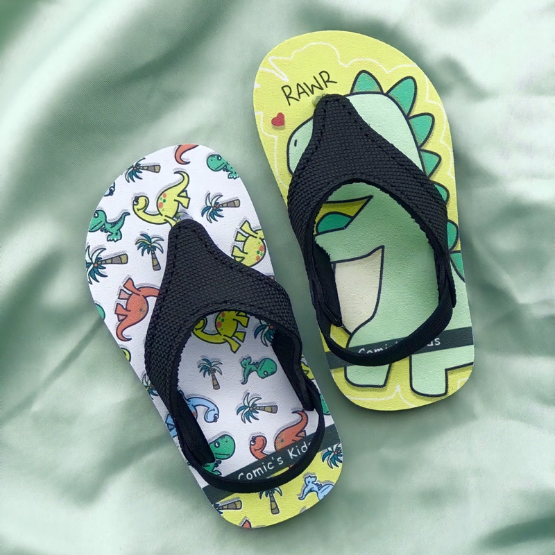 Sandal Jepit Anak Laki Laki Sendal Bayi Perempuan Dinosaurus Flip Flop Baby Kids Slippers Warna Hijau Anak 1 Tahun 2 Tahun COMICKIDS GREEN DINO