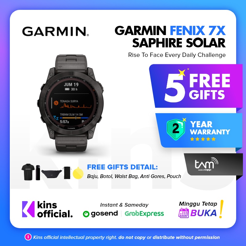 Garmin Fenix 7X Solar Sapphire Carbon Gray Titanium Metal Band