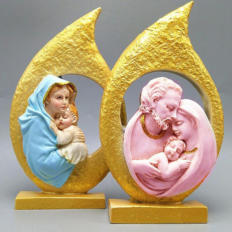 Glitter DIY Catholic Holy Family Silicone Mould Crafts Polymer Clay Ornaments Decorations Making Tool Epoxy Resin Mold