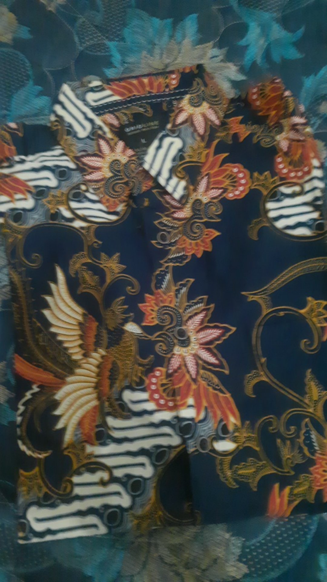 [gridline - Ls037 Navy & Black] Kemeja Batik Slimfit Pria Katun Lengan Panjang Modern Keren Rekomen