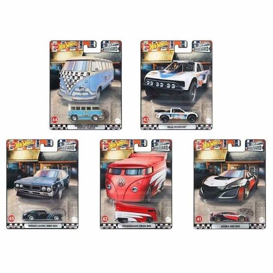 Hot Wheels BOULEVARD J SET | ACURA NSX GT3 | VOLKSWAGEN DRAG BUS DRAGBUS Merah | BAJA BOUNCER Putih | VW DELUXE STATION WAGON Biru | NISSAN LAUREL 2000 SGX