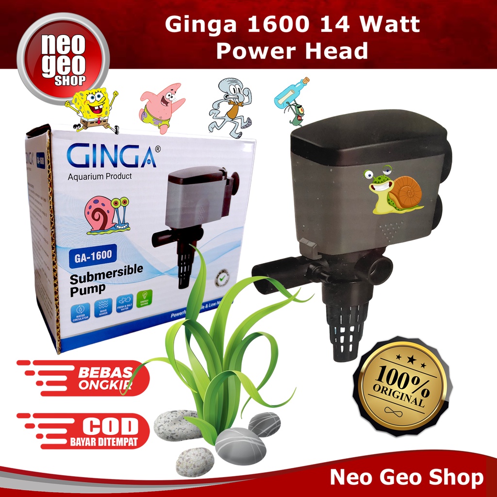 GINGA GA1600 GA 1600 mesin pompa celup aquarium power head aquascape