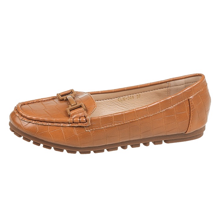 COLINE CLN-368 Flatshoes Loafers Croc Effect Leather C1100-CLN-368#BROWN