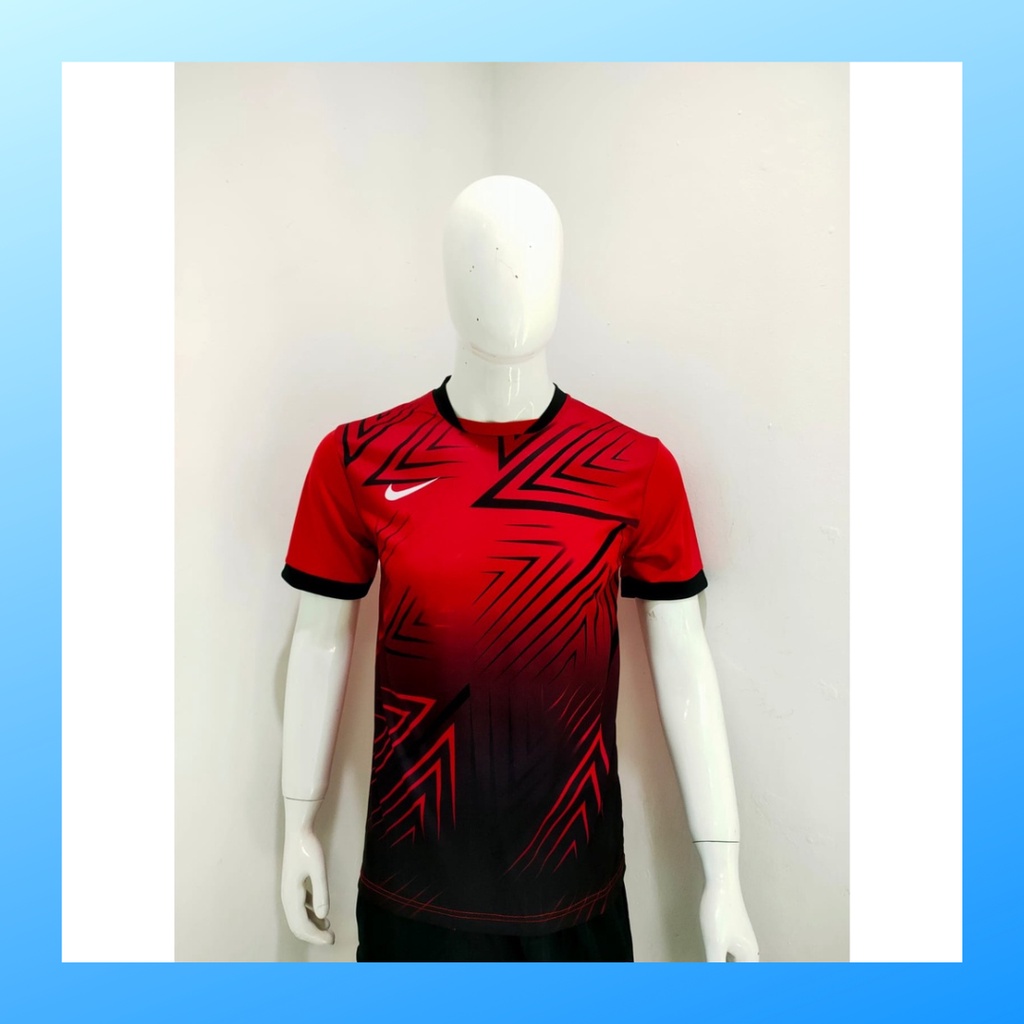 jersey futsal pria kaos sepak bola club baju atasan wanita dewasa t-shirt seragam custom jersy outfit klub olahraga gym kostum jogging jarsey soccer pakaian fitness oblong sports suit apparel NK160 merah