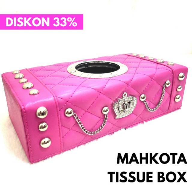 Tempat Tissue / Kotak Tissue Box Crown mahkota Berlian Pink
